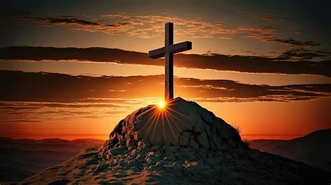 Christian cross Wallpaper 4K, AI art, Sunset, Jesus Cross