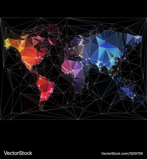 Night World Map with largest cities in the world Vector Image