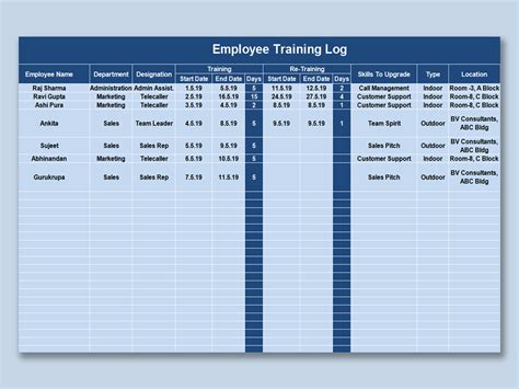 EXCEL of Employee Training Log.xlsx | WPS Free Templates