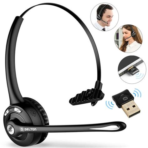 Delton Wireless Computer Headset with Mic | On-Ear Bluetooth Headphone ...