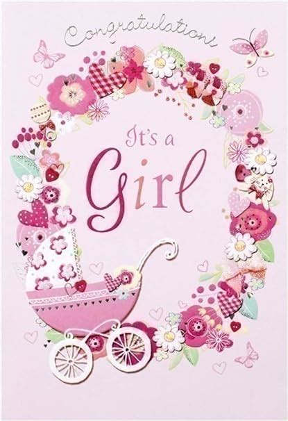 Baby Girl Newborn Greeting Card 20 x 14 cm Congratulations It's a Girl ...