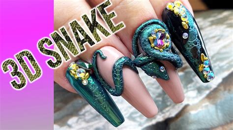 3D Acrygel Snake Nails - Slytherin Nails - YouTube