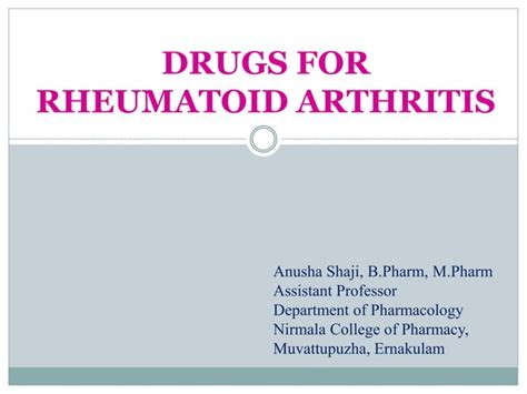 Drugs for Rheumatoid Arthritis | PPT