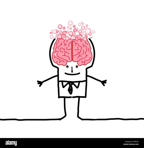 cartoon clever big brain man with bubles Stock Photo - Alamy