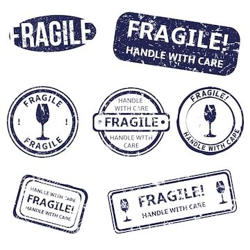 Premium Vector | Vector set of realistic fragile stamps