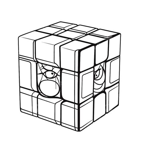 Rubik S Cube With Two Faces On It Outline Sketch Drawing Vector, Rubik ...