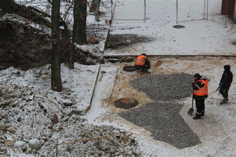 Workers on a Road Construction, Industry and Teamwork Editorial Stock ...