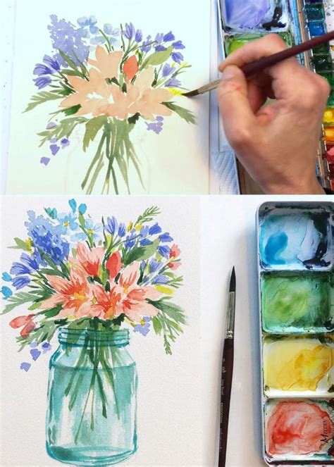 20+ Best Watercolor Flowers Tutorials & Videos - A Piece Of Rainbow