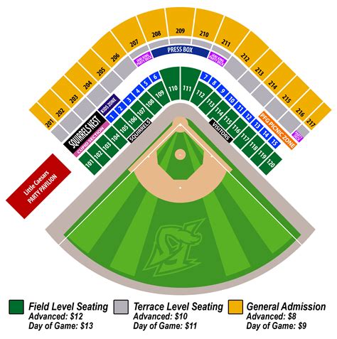 Seating Chart | Richmond Flying Squirrels The Diamond