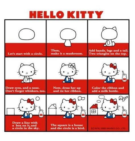 Step-by-step How to Draw Hello Kitty | Hello kitty drawing, Diy hello ...