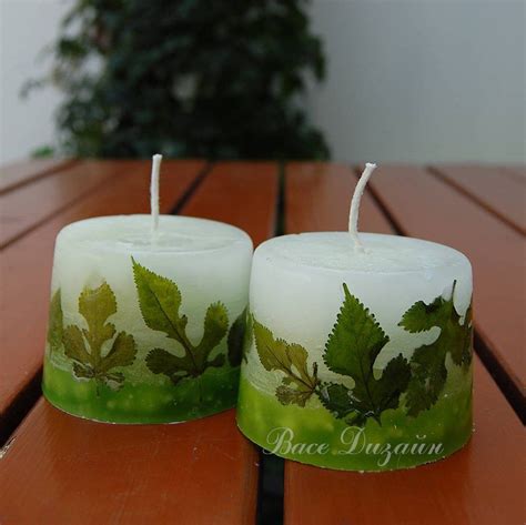 Green Ghristmas Candles, Scented Candles Whit Leaves, Set of 2 Aroma ...