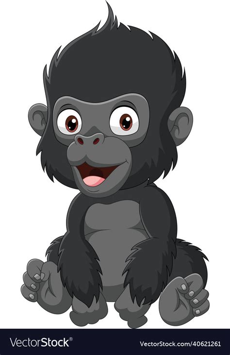 Cartoon cute baby gorilla sitting Royalty Free Vector Image