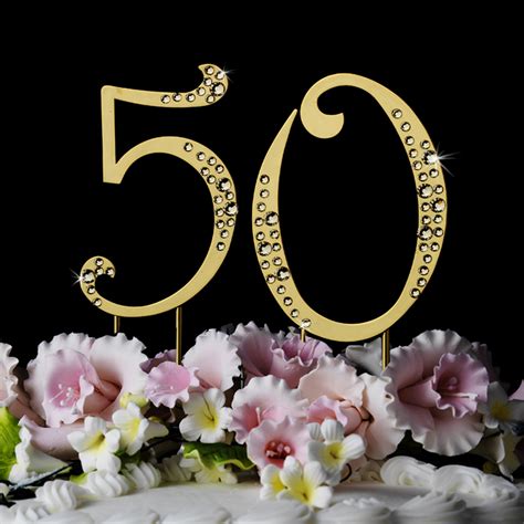 50th Golden Anniversary Cake Topper - Elegant Bridal Hair Accessories