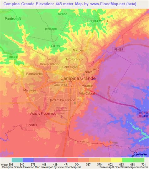 Elevation of Campina Grande,Brazil Elevation Map, Topography, Contour