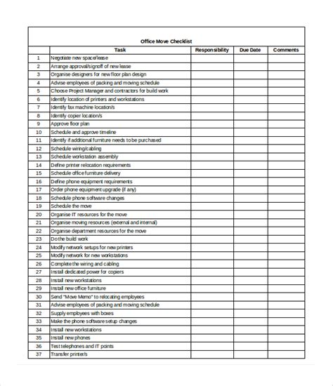 Moving Checklist Template | Business Mentor