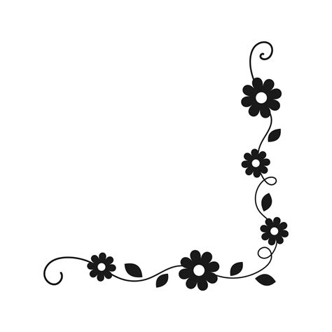 Spring floral corner borders. Flower page decoration doodle vector ...