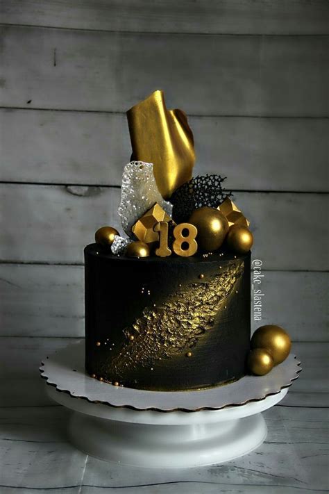 Black and gold textured birthday cake Buttercream Cake, Fondant Cakes ...