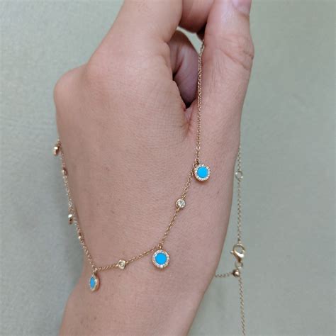 Turquoise Diamond Choker Necklace in 14k Gold - KAMARIA