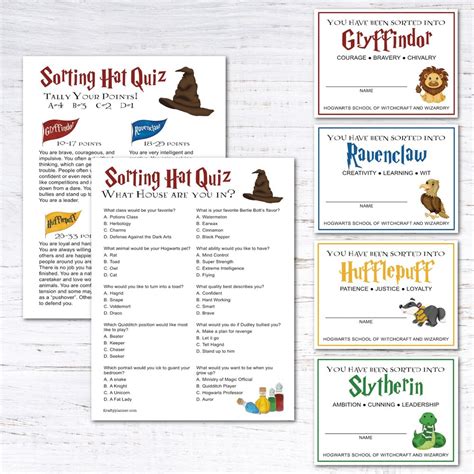 Sorting Hat Quiz Printable