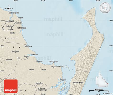 Shaded Relief Map of Hervey Bay