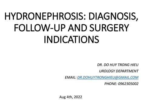 Hydronephrosis: diagnosis, follow-up and surgery indications - Bệnh ...