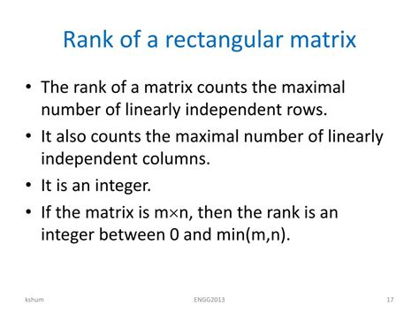 PPT - ENGG2013 Unit 15 Rank, determinant, dimension, and the links ...