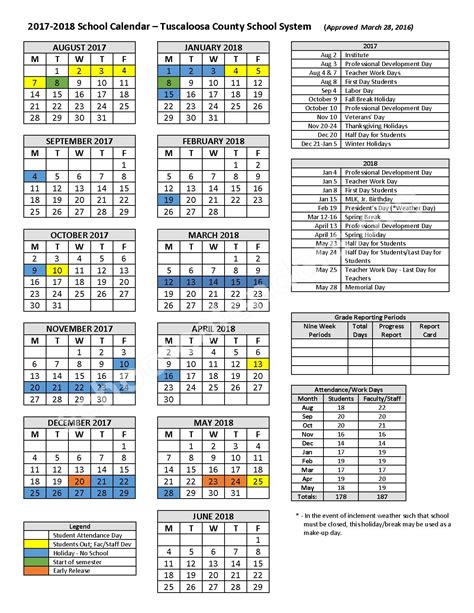 Tuscaloosa County School System Calendars – Tuscaloosa, AL