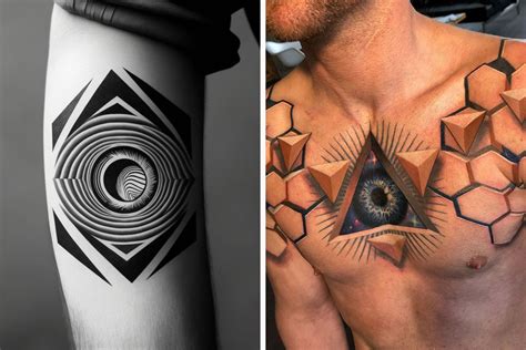 91 Optical Illusion Tattoos With Eye And Mind-Bending Designs | Bored Panda