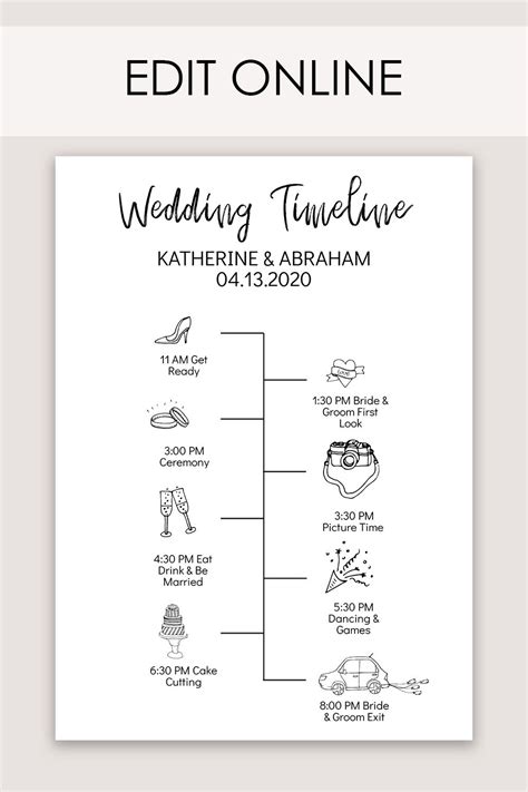 Modern Wedding Day Timeline With Editable Icons, Day of Wedding ...