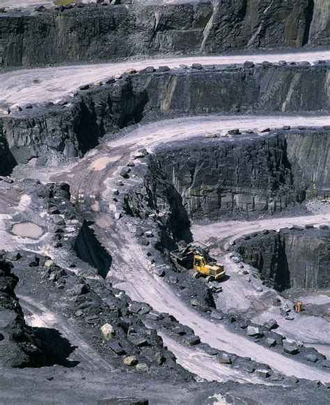 Terraces of Penrhyn slate quarry with dumper truck - Stock Image - T850 ...