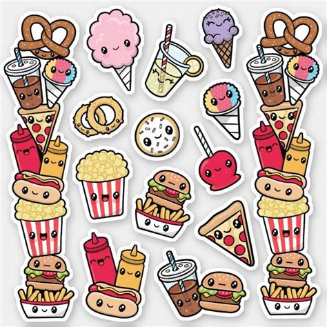 Cute Junk Food Vinyl Sticker | Zazzle | Sticker art, Cute food drawings ...