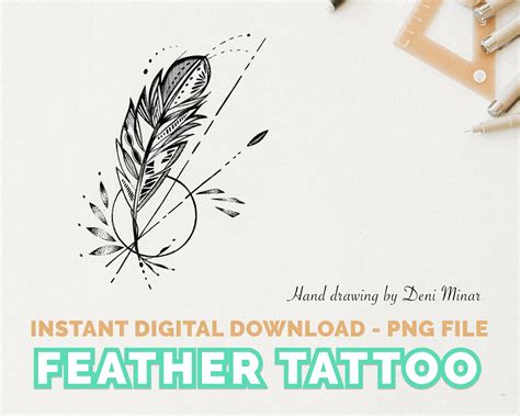 Feather Small Tattoo Design Hand Drawing for Freedom Lovers - Etsy