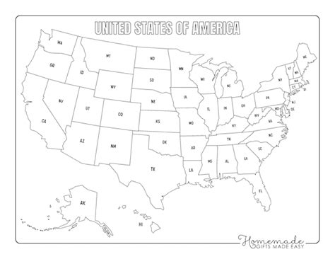 Free Printable Blank US Map