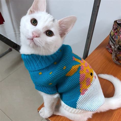 Cute Cat Sweater Pullover Winter Warm Pet Clothes for Cats Kedi Kitten ...