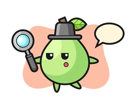 Premium Vector | Guava cartoon character searching with a magnifying ...