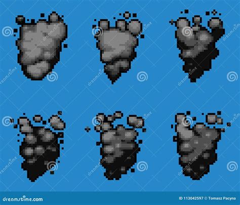 Pixel Art Smoke Animation Vector Frames For Game Design | CartoonDealer ...