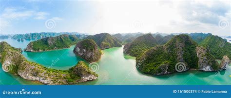 Aerial View of Ha Long Bay Cat Ba Island, Unique Limestone Rock Islands ...