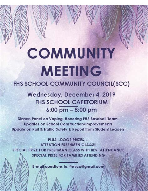 FLYER SCC Community Meeting Dec 4 2019 – W.R. Farrington High School