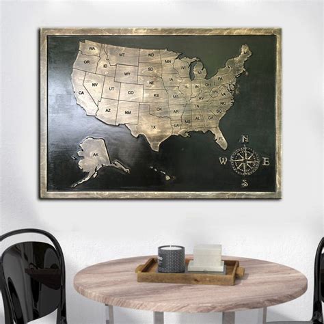 Wooden United States Map Wall Art Wood Map of USA Wall Decor - Etsy