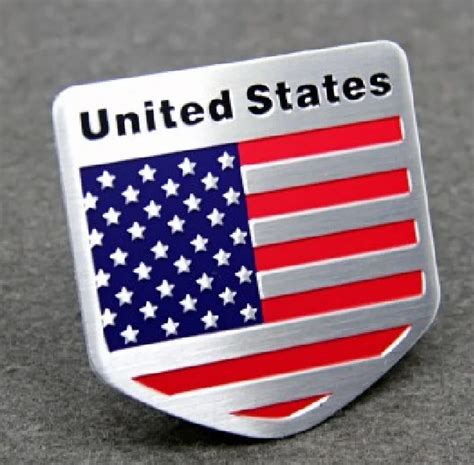 AMERICAN FLAG METAL ALUMINUM EMBLEM BADGE STICKERS DECALS USA US ...