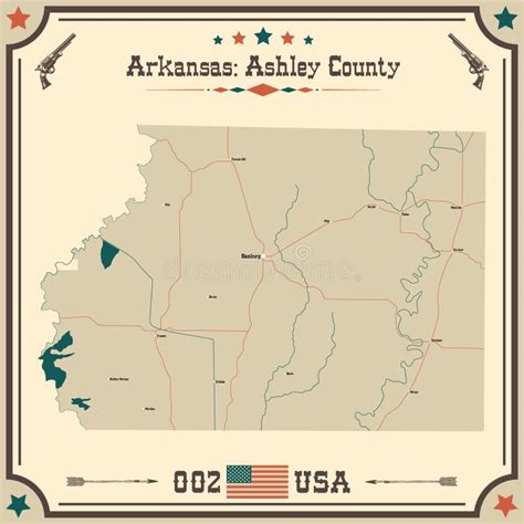 Vintage Map of Ashley County in Arkansas, USA. Stock Vector ...