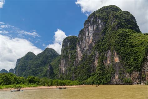 Karst Mountains and Limestone Peaks of Li River in China Stock Photo ...