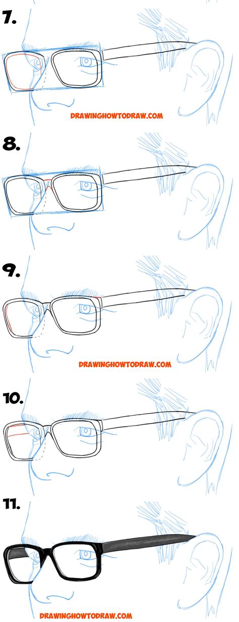 How to Draw Glasses on a Person's Face from All Angles (Side Profile ...