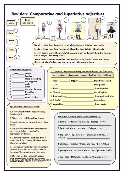 Comparative And Superlative Adjectives Exercises