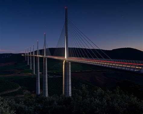 Millau viaduct at night Photograph by Stephen Taylor - Fine Art America