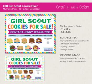 Girl Scout LBB Cookie Flyer Template - Editable Text by Crafty with Calani