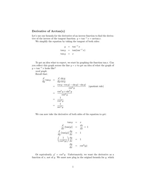 Derivative of Arctan(x)