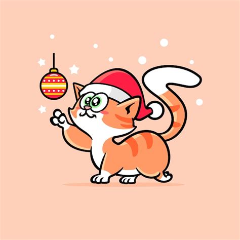 Premium Vector | Hand draw christmas cat