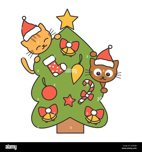 Cute Cartoon Black Cat Christmas Tree Poster | ubicaciondepersonas.cdmx ...