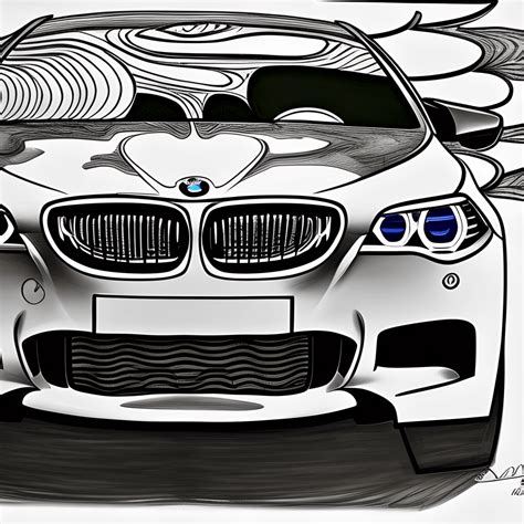 BMW M5 Coloring Page Black and White · Creative Fabrica